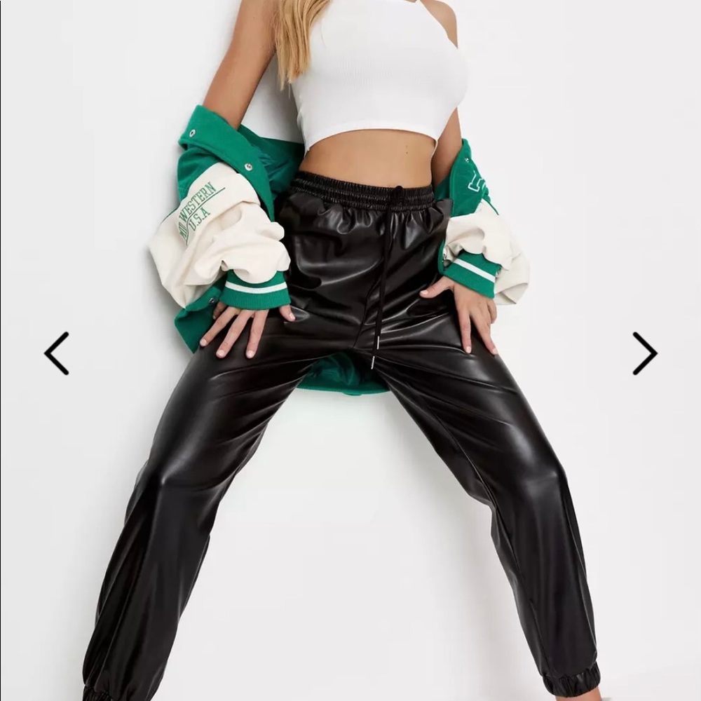 Faux leather joggers